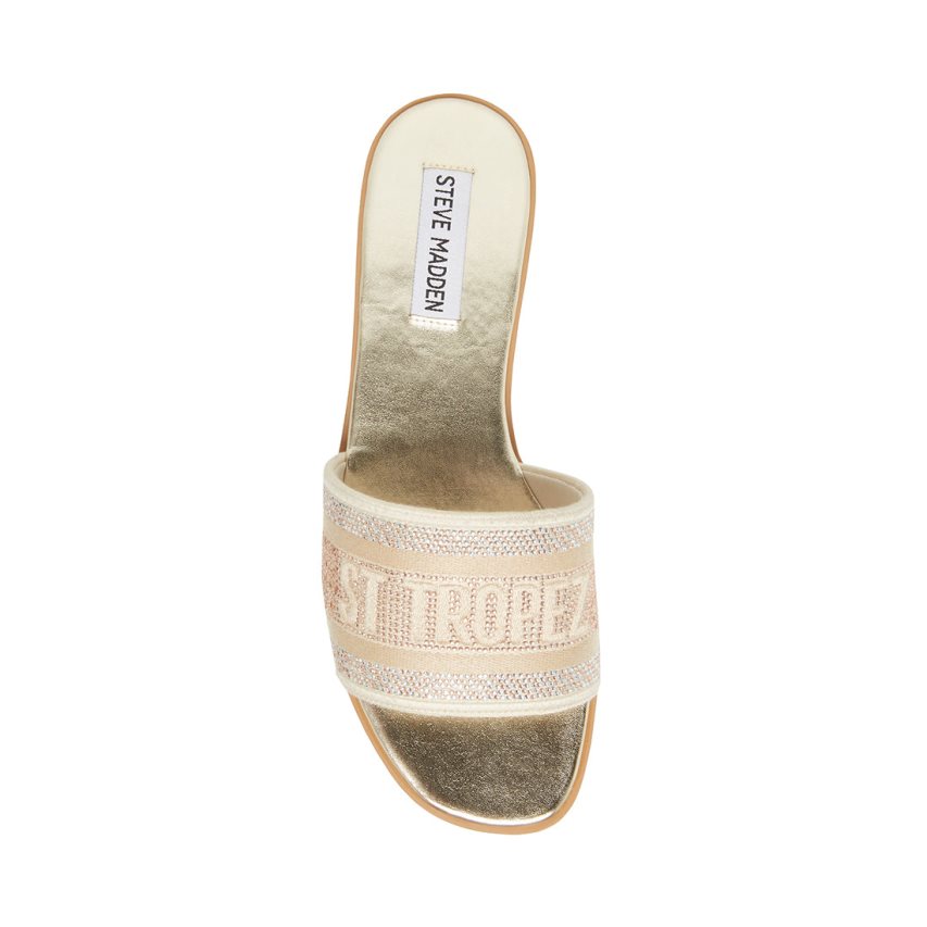 Gold Steve Madden Knox-r Women's Slides | PH 7158JZU